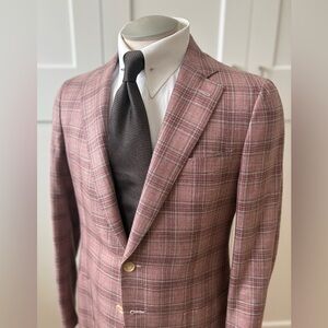 Isaia Mauve Plaid Blazer